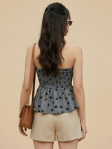 Clobug Women Sleeveless Polka dot Print Top