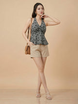 Clobug Women Sleeveless Polka dot Print Top