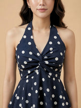 Clobug Women Sleeveless Polka dot Print Top