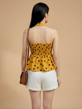 Clobug Women Sleeveless Polka dot Print Top
