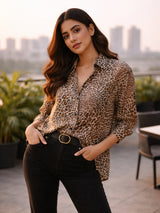 Clobug Women Full Sleeve Printed Shirt