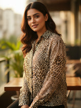 Clobug Women Full Sleeve Printed Shirt