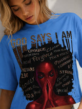 Clobug Women Oversized Abstract Print T-Shirt