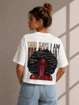 Clobug Women Oversized Abstract Print T-Shirt