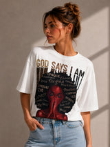 Clobug Women Oversized Abstract Print T-Shirt
