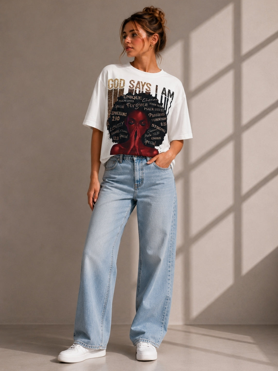 Clobug Women Oversized Abstract Print T-Shirt