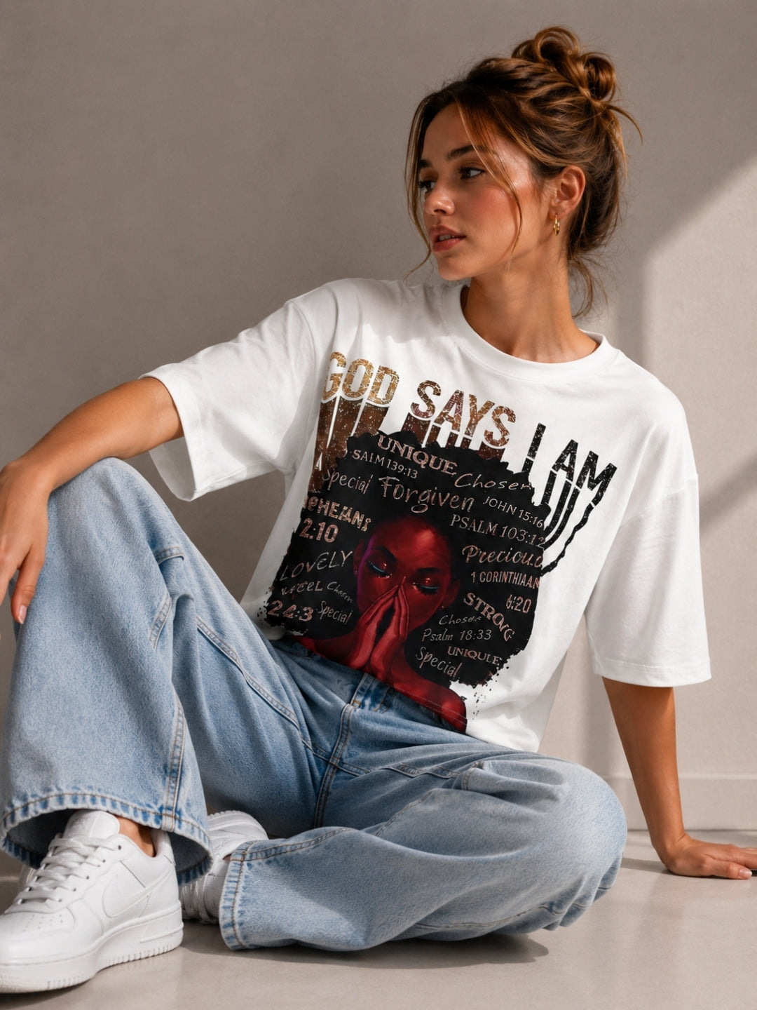 Clobug Women Oversized Abstract Print T-Shirt