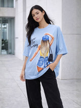 Clobug Women Oversized Graphic Print T-Shirt