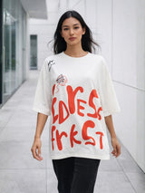 Clobug Women Oversized Graphic Print T-Shirt