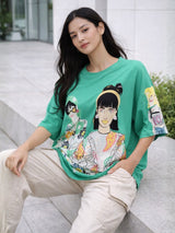 Clobug Women Oversized Graphic Print T-Shirt