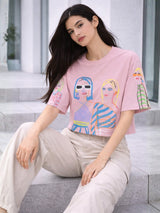 Clobug Women Oversized Graphic Print T-Shirt