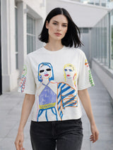Clobug Women Oversized Graphic Print T-Shirt