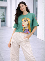 Clobug Women Oversized Graphic Print T-Shirt