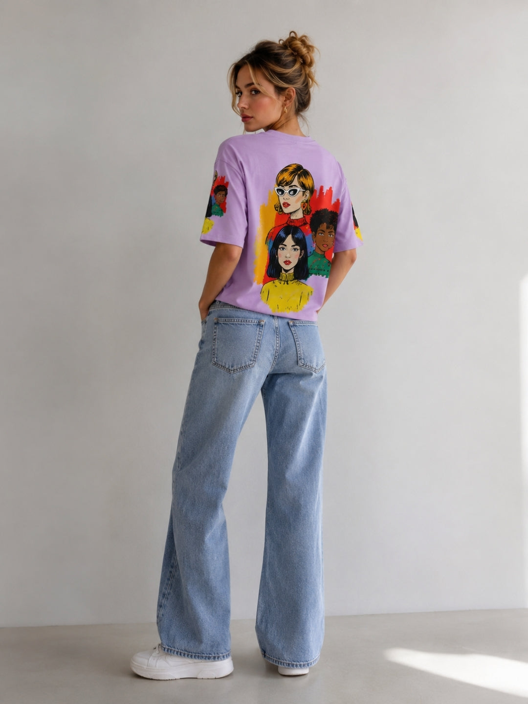 Clobug Women Pop Art Graphic Multi Crop T-Shirt