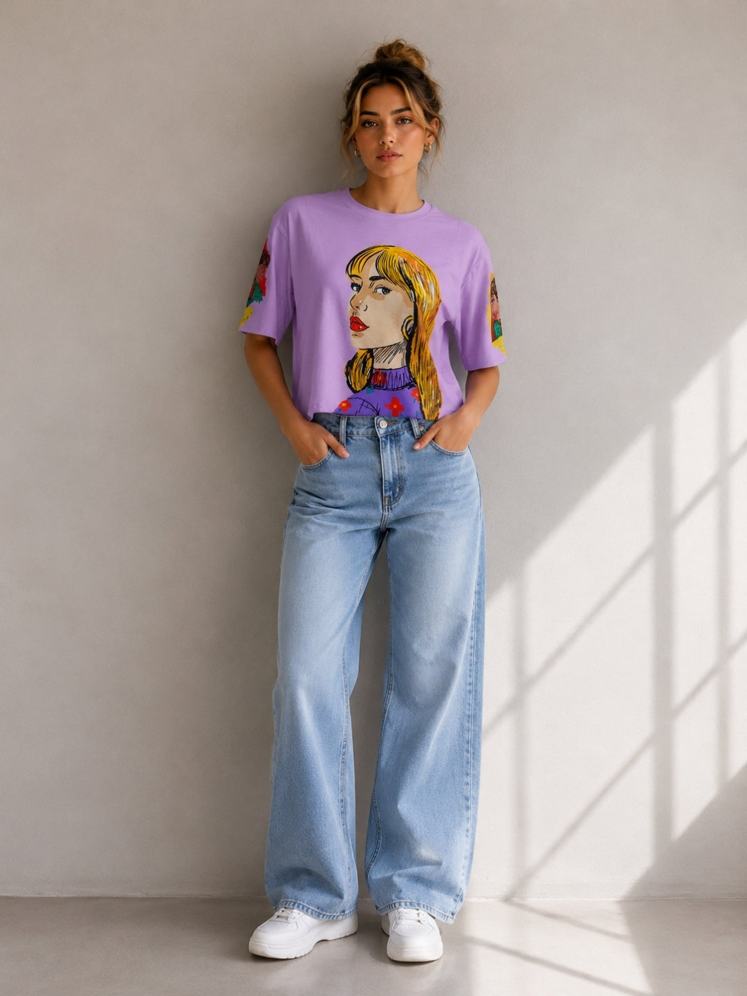 Clobug Women Pop Art Graphic Multi Crop T-Shirt