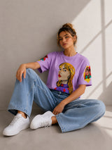 Clobug Women Pop Art Graphic Multi Crop T-Shirt