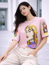 Clobug Women Oversized Graphic Print T-Shirt