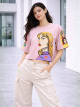 Clobug Women Oversized Graphic Print T-Shirt