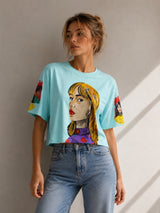 Clobug Women Pop Art Graphic Multi Crop T-Shirt