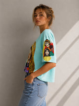 Clobug Women Pop Art Graphic Multi Crop T-Shirt