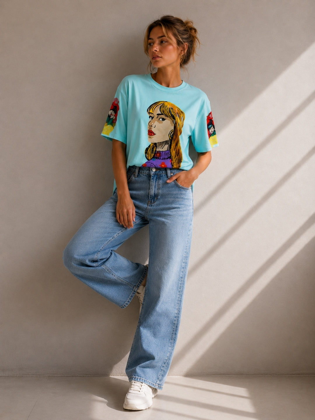 Clobug Women Pop Art Graphic Multi Crop T-Shirt