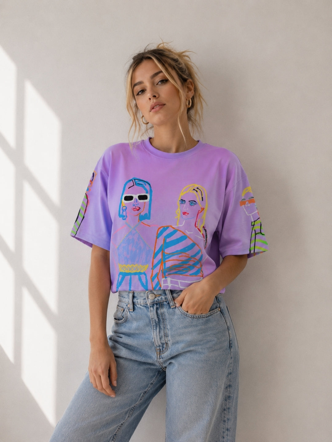 Clobug Women Oversized Graphic Print Crop T-Shirt