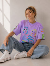 Clobug Women Oversized Graphic Print Crop T-Shirt