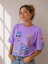 Clobug Women Oversized Graphic Print Crop T-Shirt