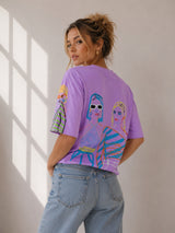 Clobug Women Oversized Graphic Print Crop T-Shirt
