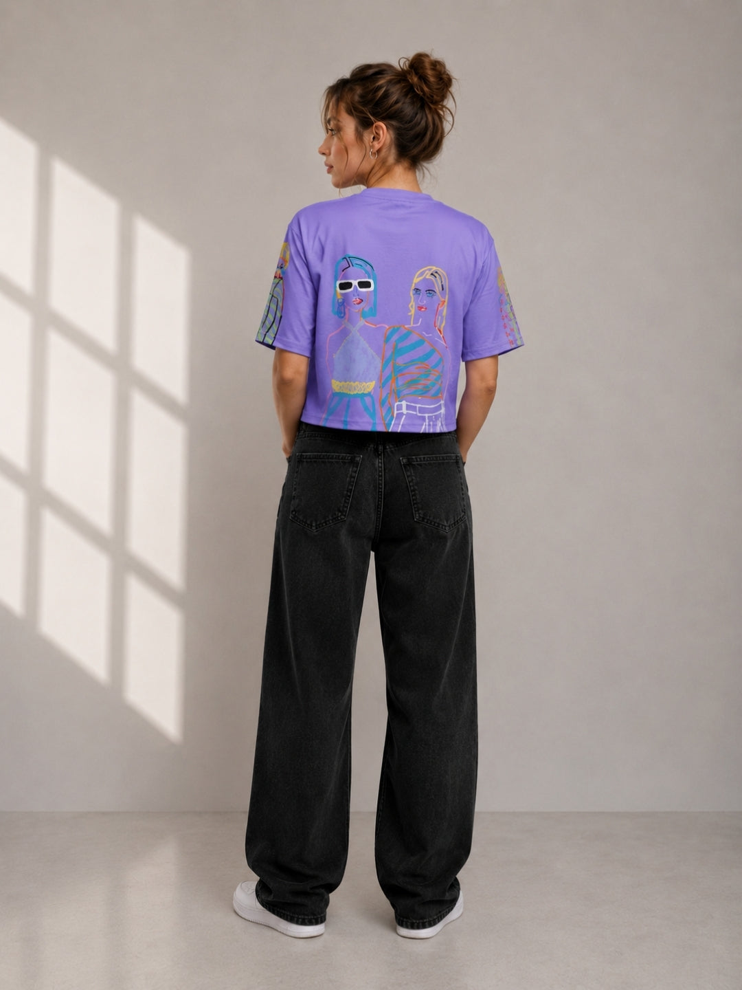 Clobug Women Oversized Graphic Print Crop T-Shirt