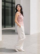 Clobug Women Sleeveless Asymmetric Neck Top