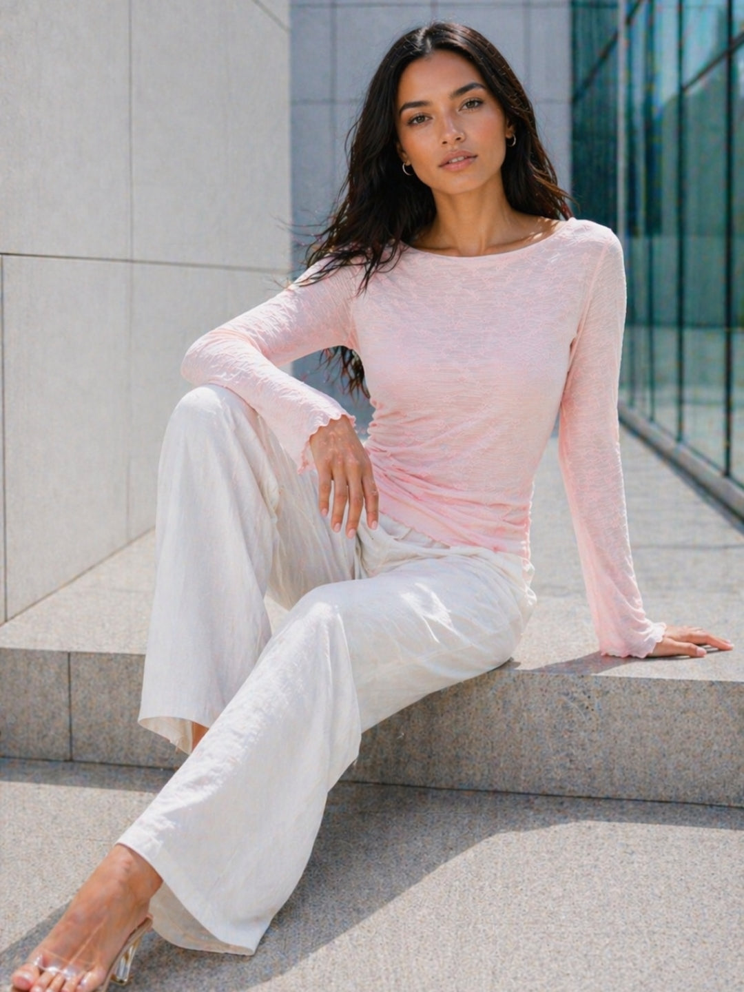Clobug Women Full Sleeve Mesh Top