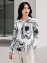 Clobug Women Printed Full Sleeve White Shirt