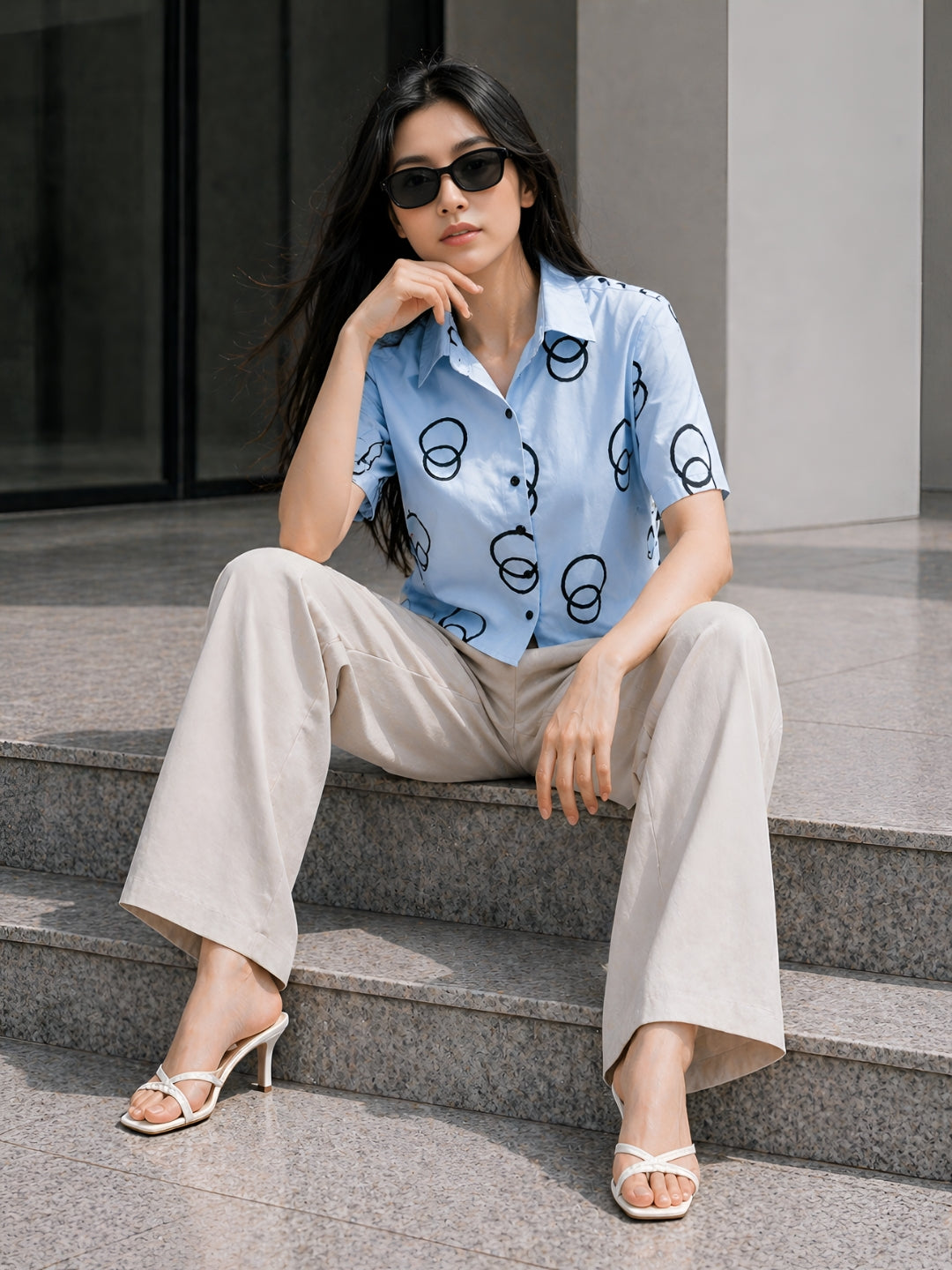 Clobug Women Short Sleeve Printed Shirt