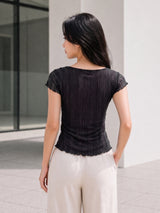 Clobug Women Cowl Neck Short Sleeve Top
