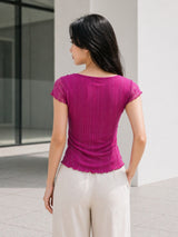 Clobug Women Cowl Neck Short Sleeve Top