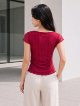 Clobug Women Cowl Neck Short Sleeve Top