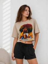 Clobug Women Oversized Graphic Print T-Shirt