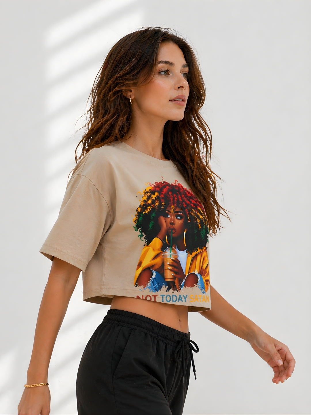 Clobug Women Not Today Satan Multi Crop T-Shirt