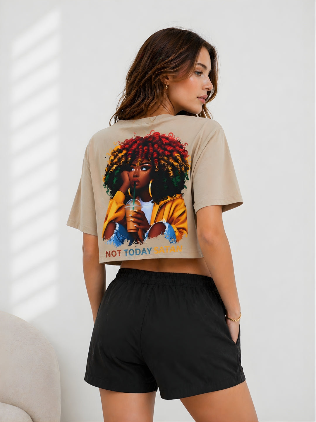 Clobug Women Not Today Satan Multi Crop T-Shirt