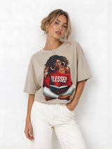 Clobug Women Oversized Graphic Print T-Shirt