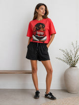 Clobug Women Blessed Graphic Multi Crop T-Shirt