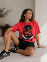 Clobug Women Blessed Graphic Multi Crop T-Shirt