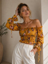 Women's Yellow Off Shoulder Top