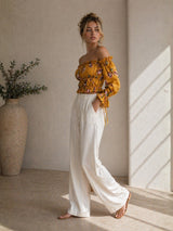 Women's Yellow Off Shoulder Top