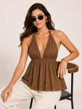 Clobug Women Peplum Mesh Top