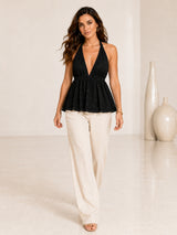 Clobug Women Peplum Mesh Top