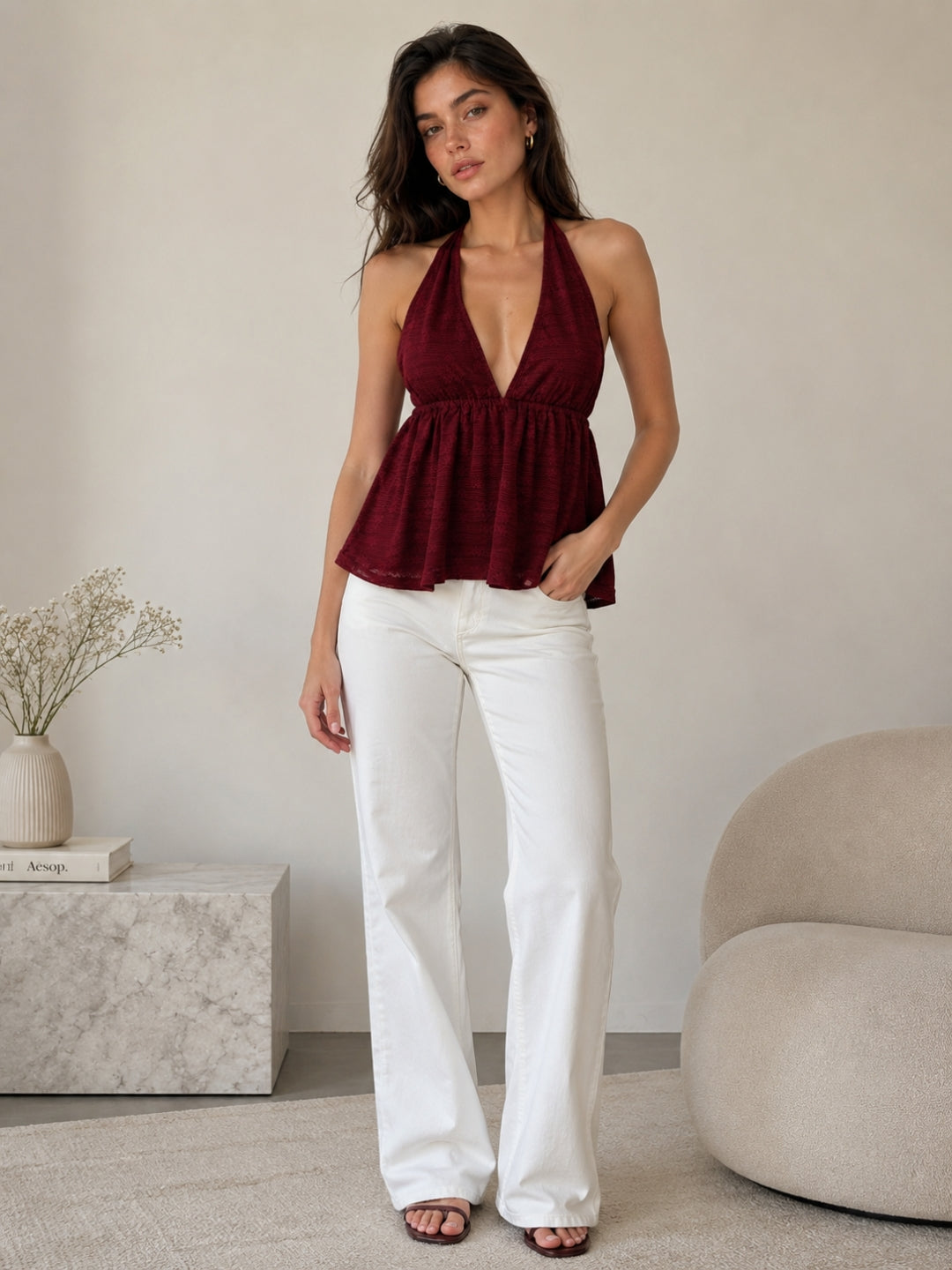 Clobug Women Peplum Mesh Top