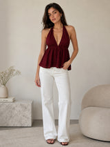 Clobug Women Peplum Mesh Top