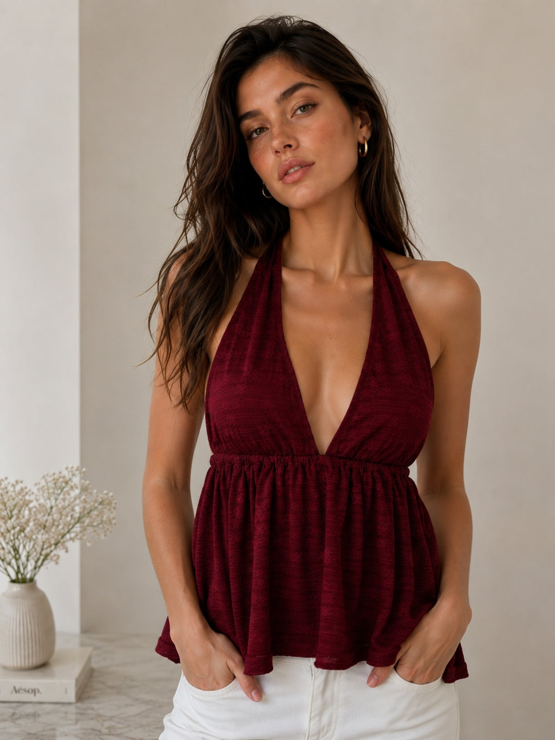 Clobug Women Peplum Mesh Top